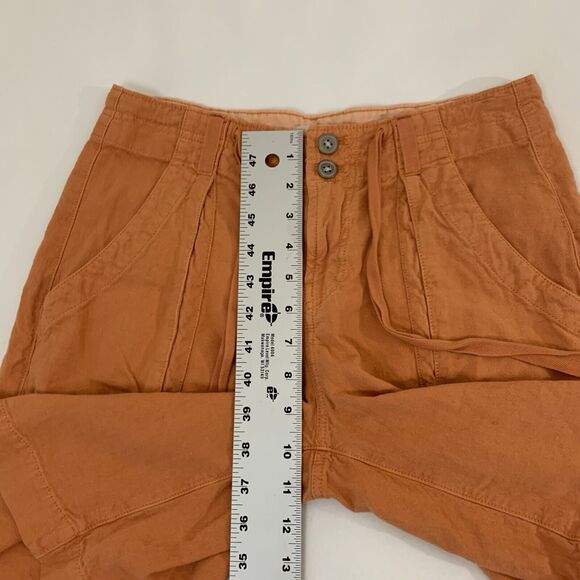 Pilcro Anthropologie Shorts 0 Bermuda Linen Orange Cargo Boho Beach Colorful - Picture 7 of 8